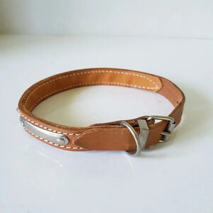 Vintage Hartz Tan Leather/Metal Dog Collar,18"  45cm.